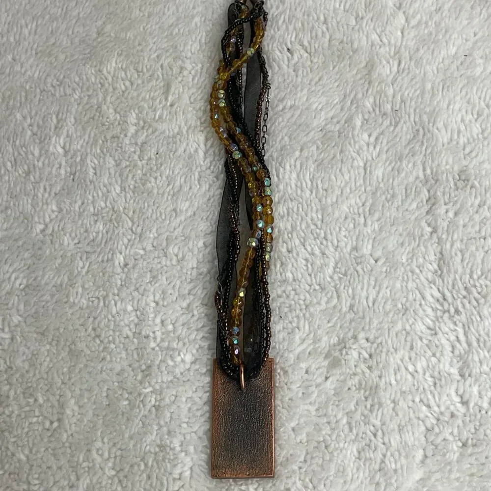 Artisan Designed Mosaic Style Beaded Pendant Necklace - Picture 4 of 4